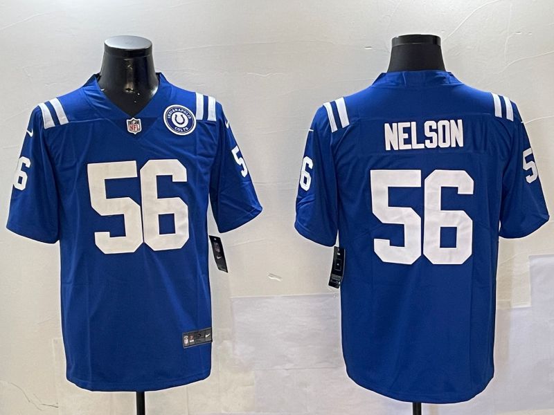 Men Indianapolis Colts 56 Nelson Blue Second generation 2024 Nike Limited NFL Jersey style 01081